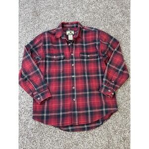 Men's Field & Stream Flannel Button Up Long‎ Sleeve Shirt Size M Red Black
